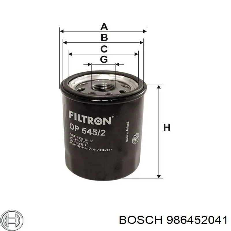 986452041 Bosch filtro de aceite