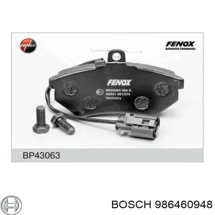 986460948 Bosch pastillas de freno delanteras