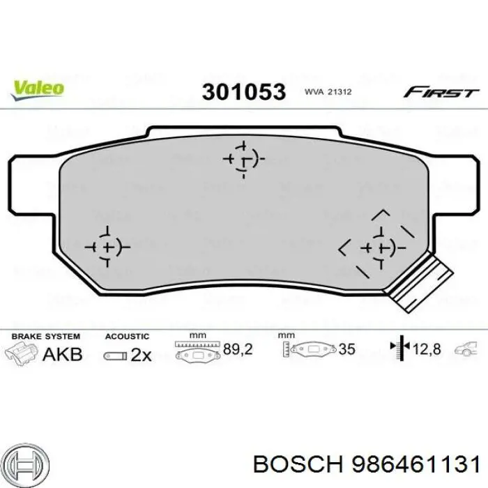 986461131 Bosch pastillas de freno traseras