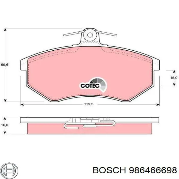 986466698 Bosch pastillas de freno delanteras