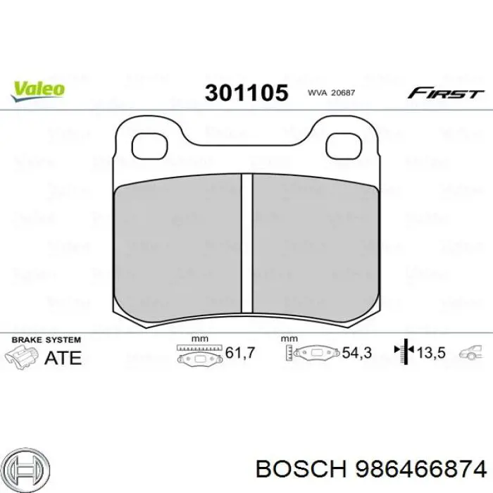 986466874 Bosch pastillas de freno traseras