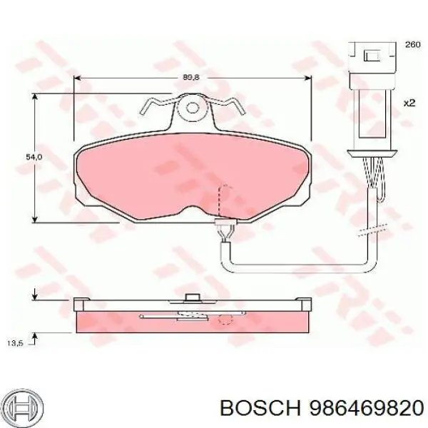 986469820 Bosch pastillas de freno traseras