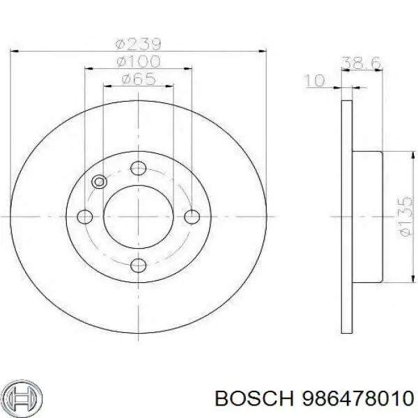 986478010 Bosch disco de freno delantero