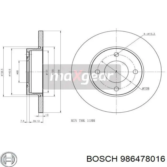 986478016 Bosch freno de disco delantero