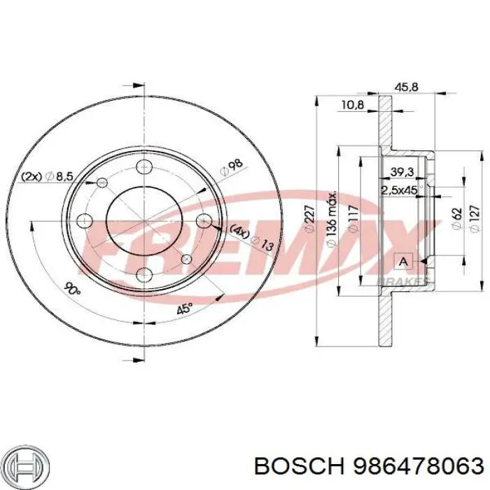 Freno de disco delantero Seat 600