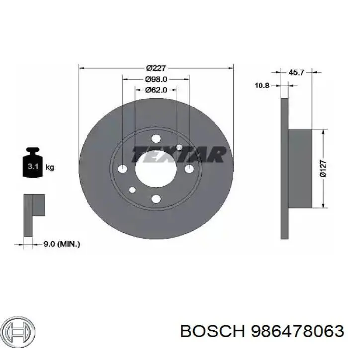 Freno de disco delantero Seat 600