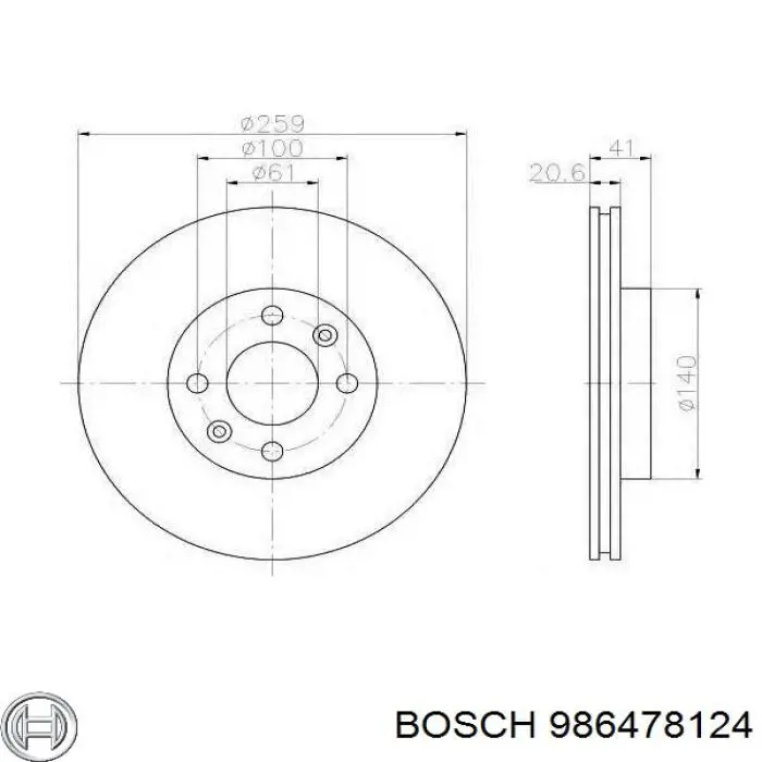 986478124 Bosch disco de freno delantero