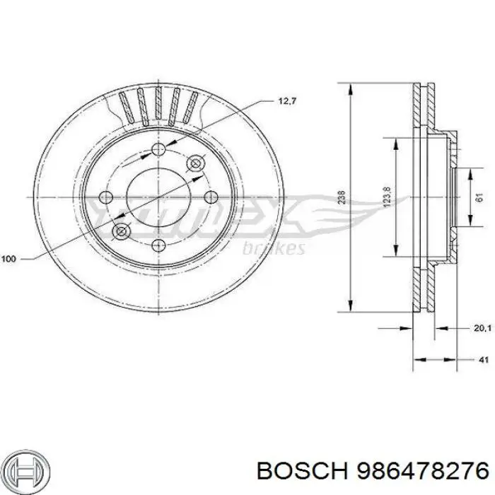 986478276 Bosch disco de freno delantero