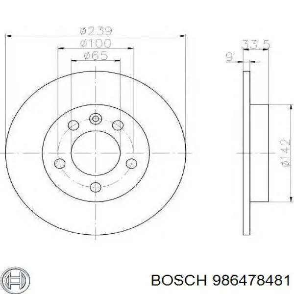 986478481 Bosch disco de freno trasero