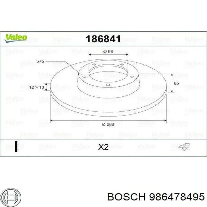 986478495 Bosch disco de freno trasero