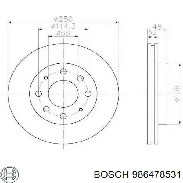 986478531 Bosch disco de freno delantero