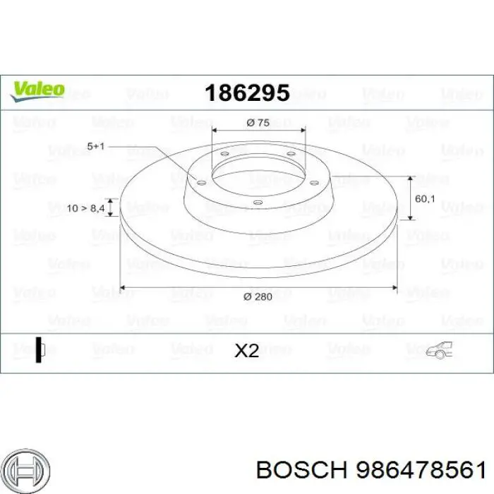 986478561 Bosch disco de freno trasero