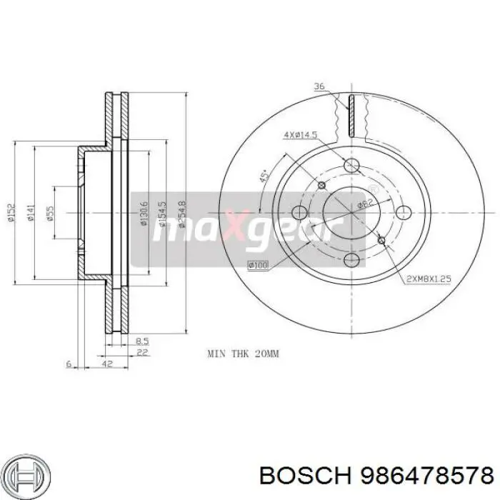 986478578 Bosch freno de disco delantero