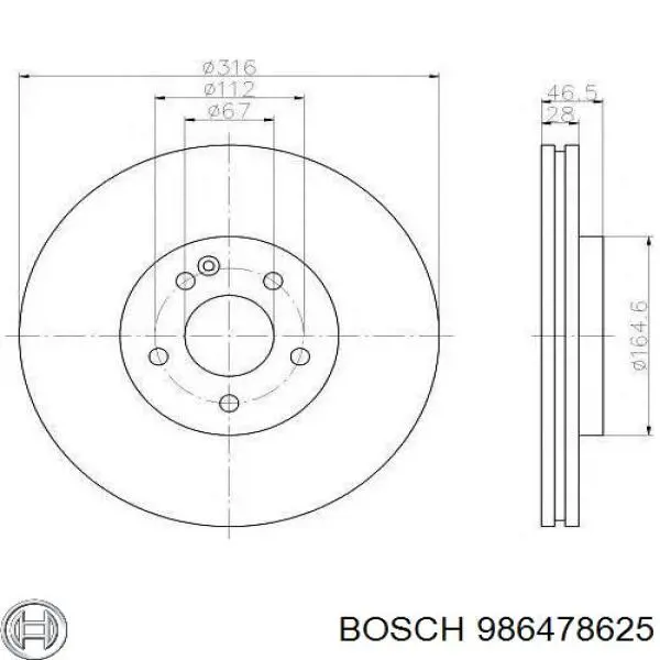 986478625 Bosch disco de freno delantero