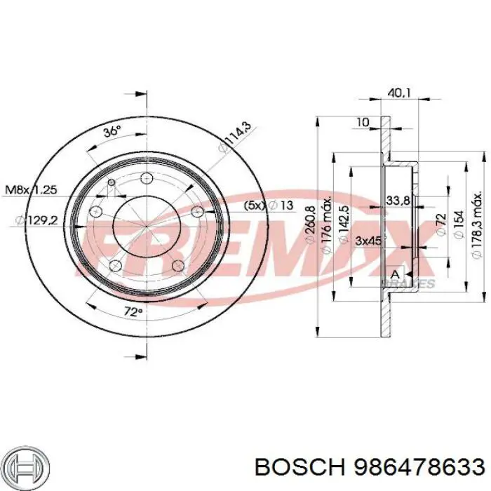 Disco de freno trasero Mazda 626 3 GD