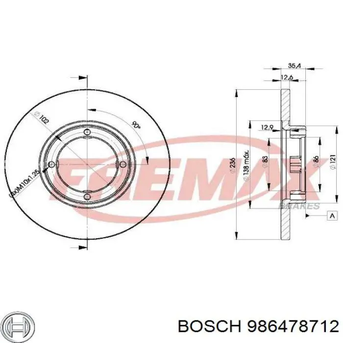 986478712 Bosch freno de disco delantero