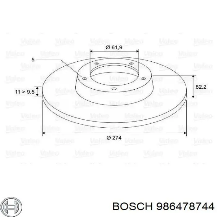 986478744 Bosch disco de freno trasero