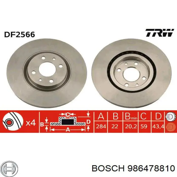 986478810 Bosch disco de freno delantero