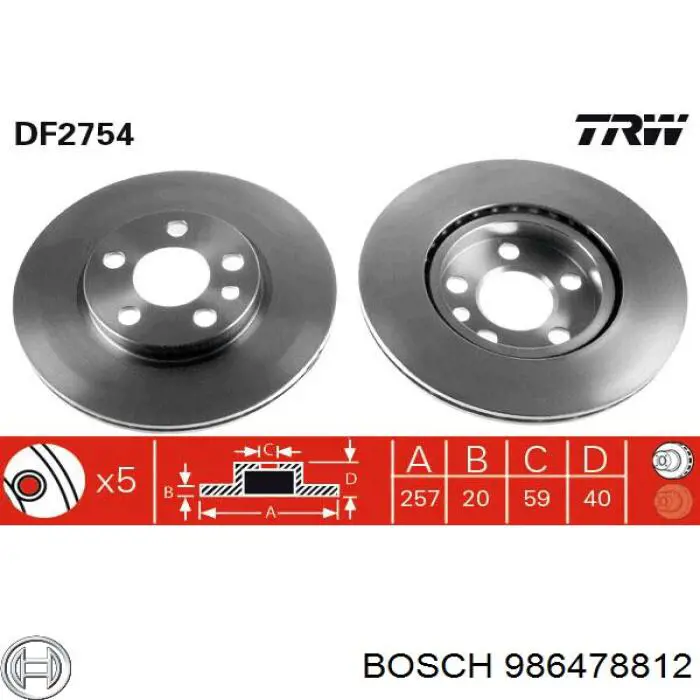 986478812 Bosch freno de disco delantero