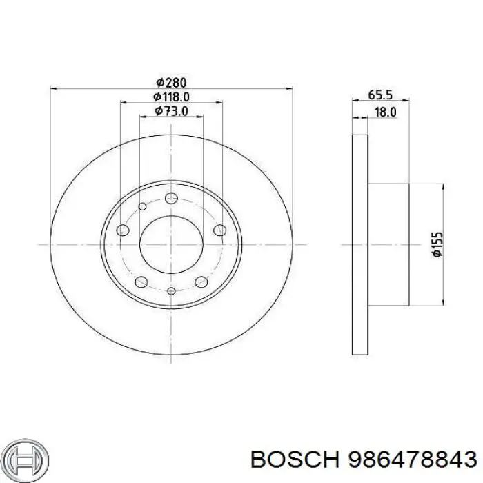 986478843 Bosch disco de freno delantero