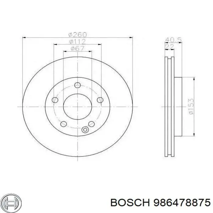 986478875 Bosch freno de disco delantero