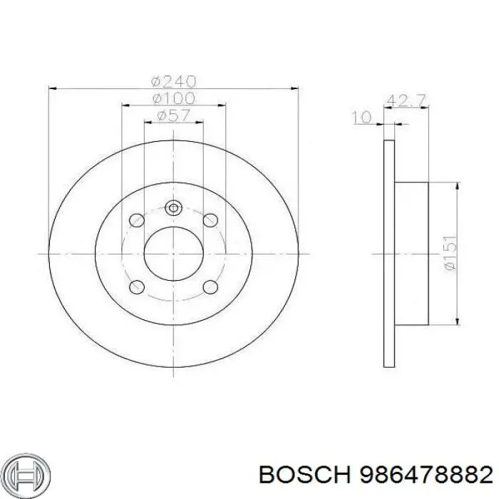 986478882 Bosch disco de freno trasero