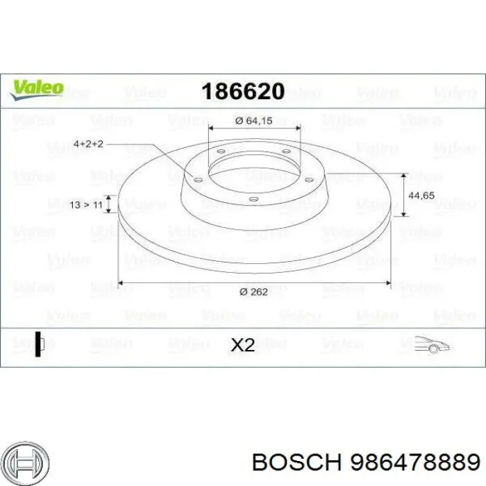 986478889 Bosch disco de freno delantero