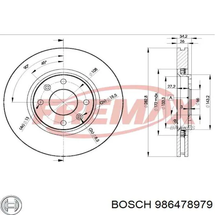 Disco de freno 986478979 Bosch