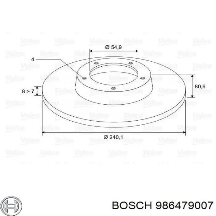 986479007 Bosch disco de freno trasero
