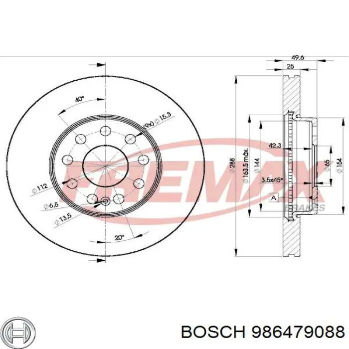 986479088 Bosch disco de freno delantero
