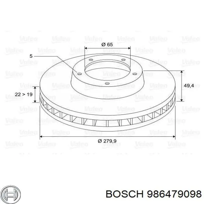 Disco de freno 986479098 Bosch
