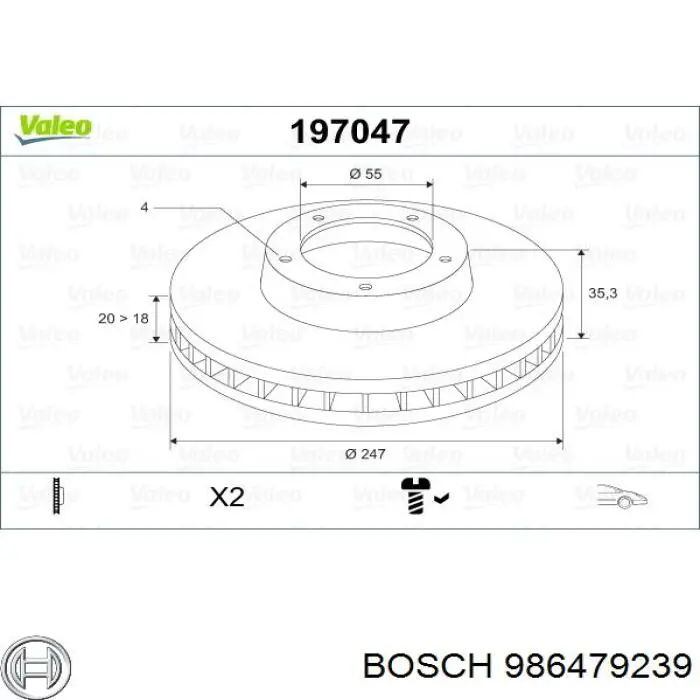 986479239 Bosch freno de disco delantero