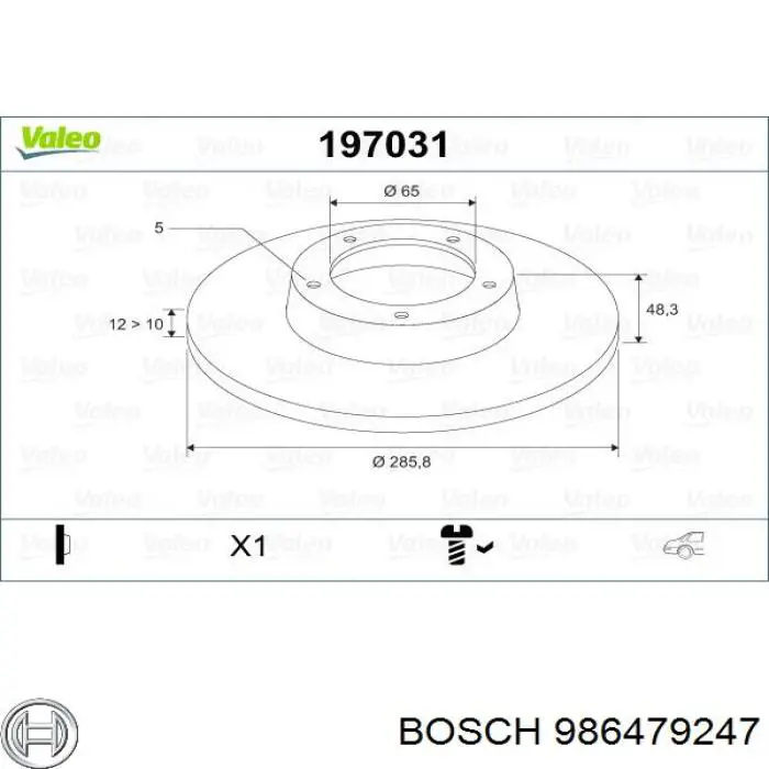 986479247 Bosch disco de freno trasero