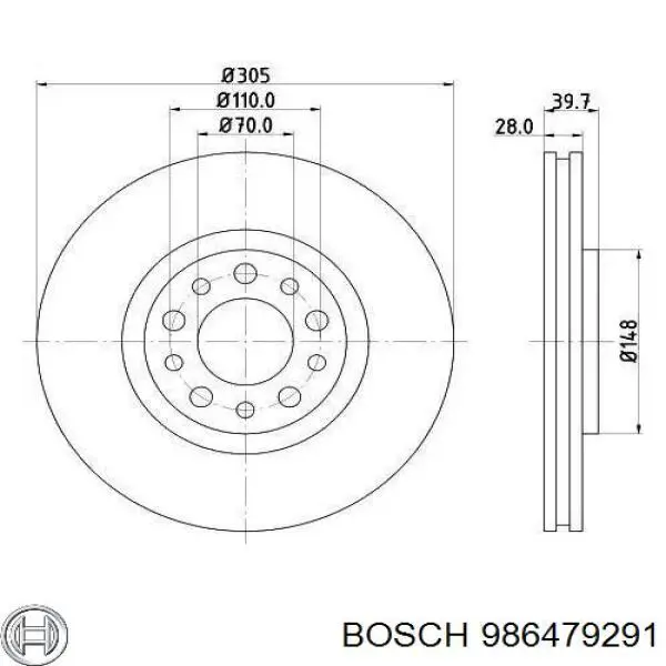 Comprar 986479291 Bosch Freno de disco delantero