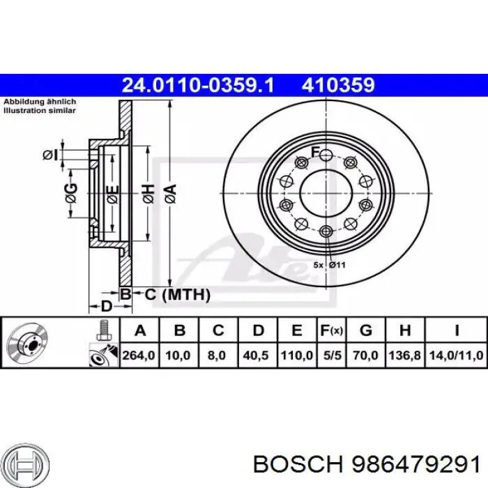Disco de freno 986479291 Bosch