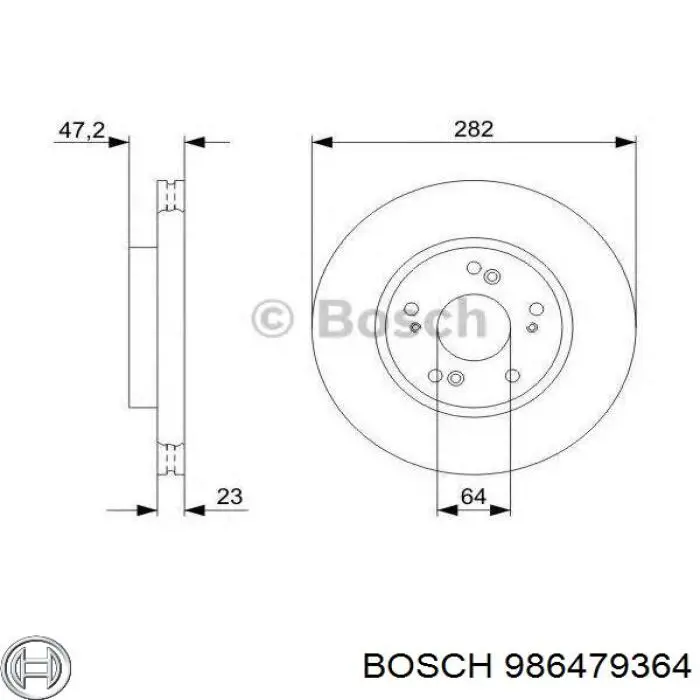 986479364 Bosch freno de disco delantero