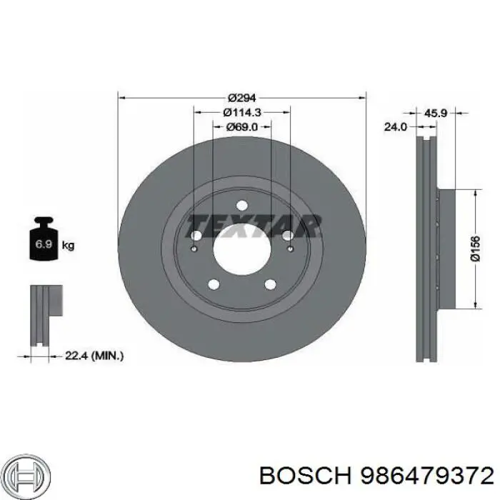 986479372 Bosch disco de freno delantero
