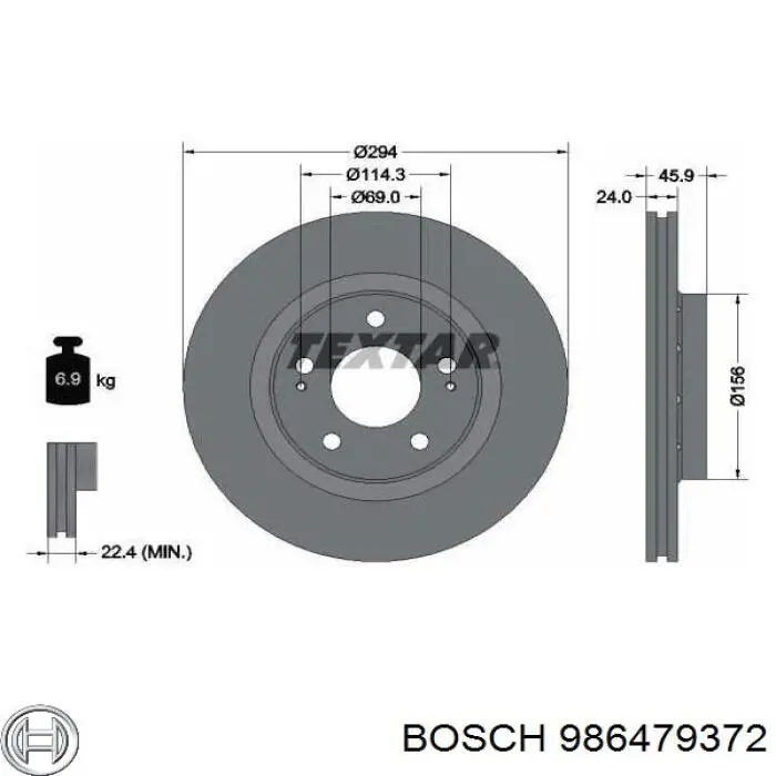 986479372 Bosch freno de disco delantero