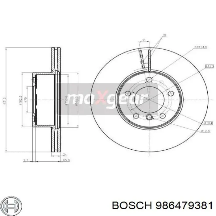 986479381 Bosch disco de freno delantero