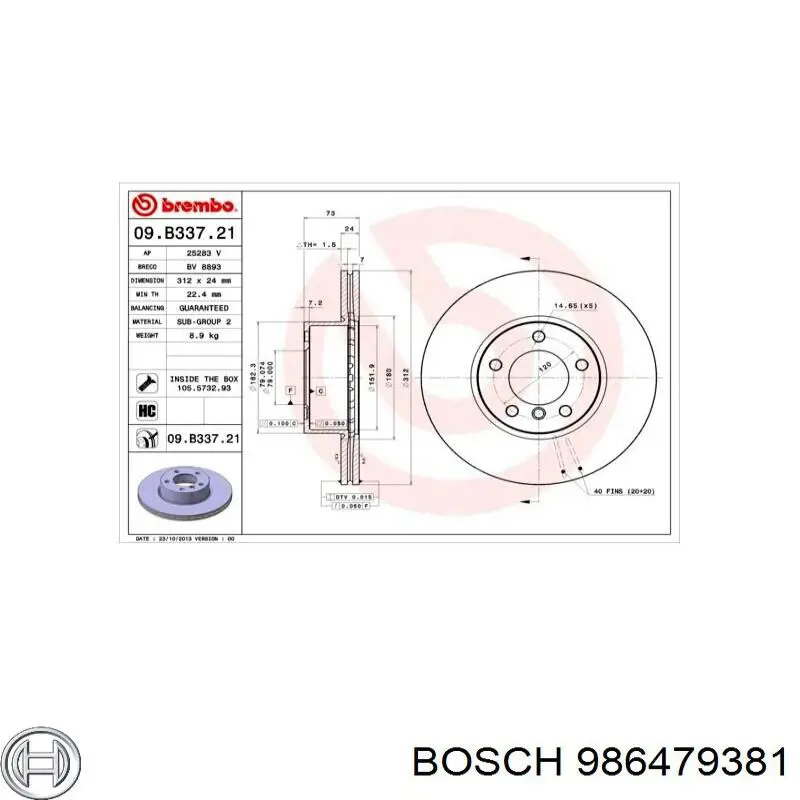 Frenos delanteros Bosch 986479381 precio, desde 57,17 EUR