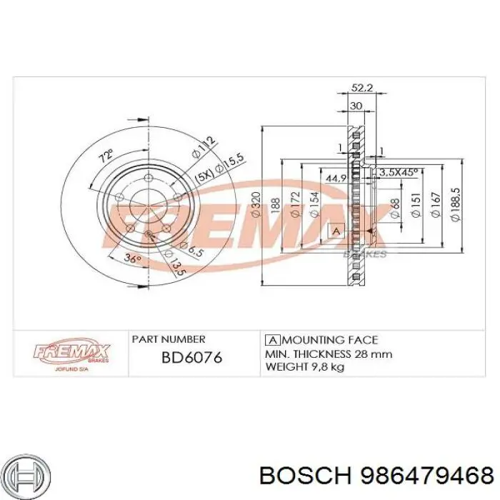 Frenos delanteros Bosch 986479468 precio, desde 63,89 EUR