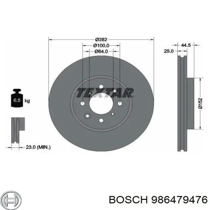 986479476 Bosch disco de freno delantero