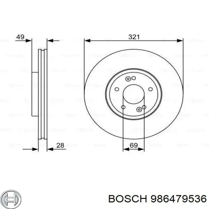 986479536 Bosch disco de freno delantero
