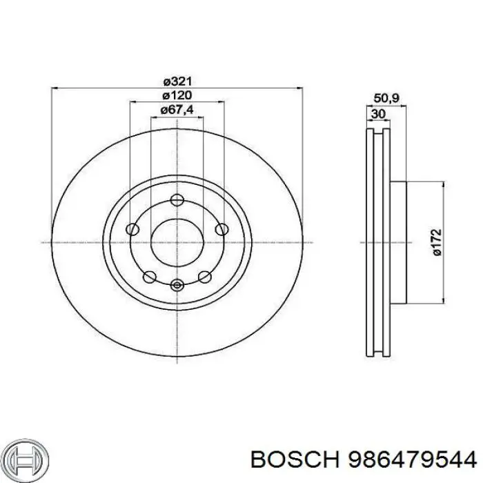 986479544 Bosch disco de freno delantero