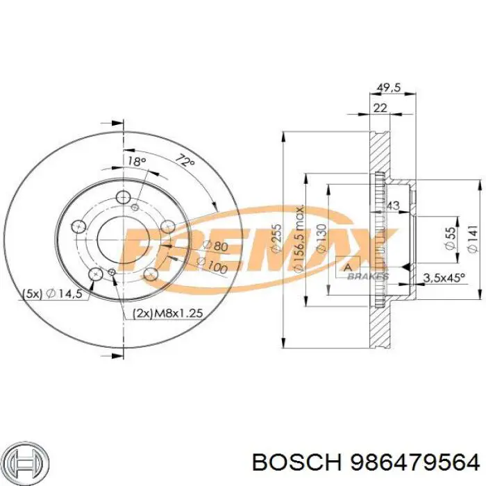 986479564 Bosch freno de disco delantero