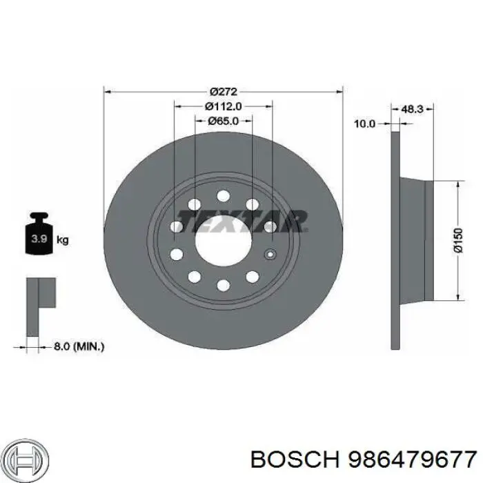 986479677 Bosch Frenos traseros