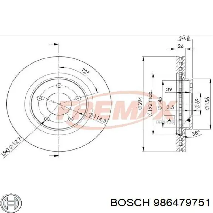 986479751 Bosch disco de freno delantero
