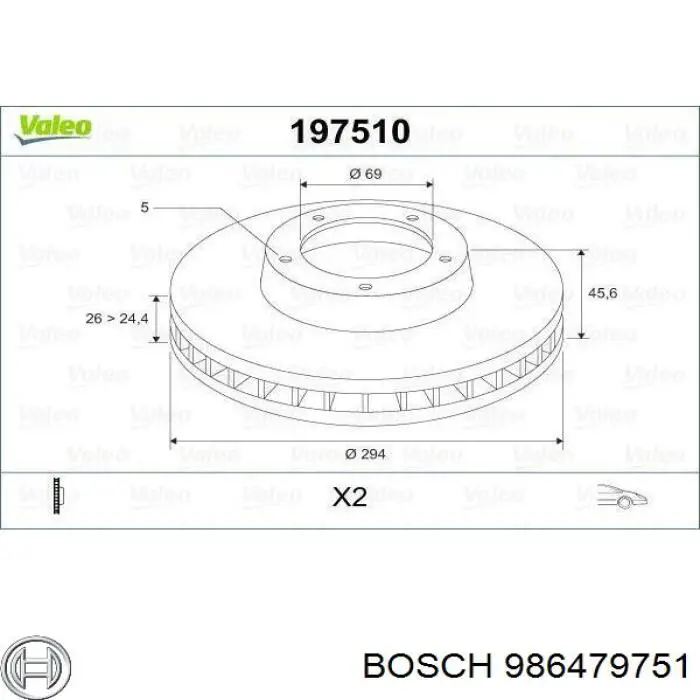 Comprar 986479751 Bosch Freno de disco delantero