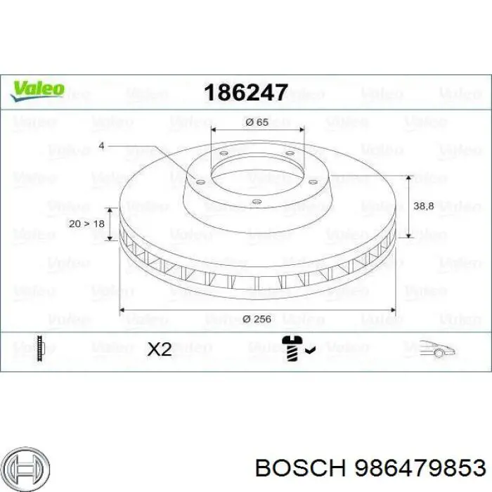 986479853 Bosch disco de freno delantero