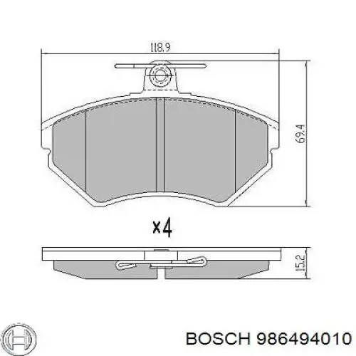 Pastillas de freno 986494010 Bosch